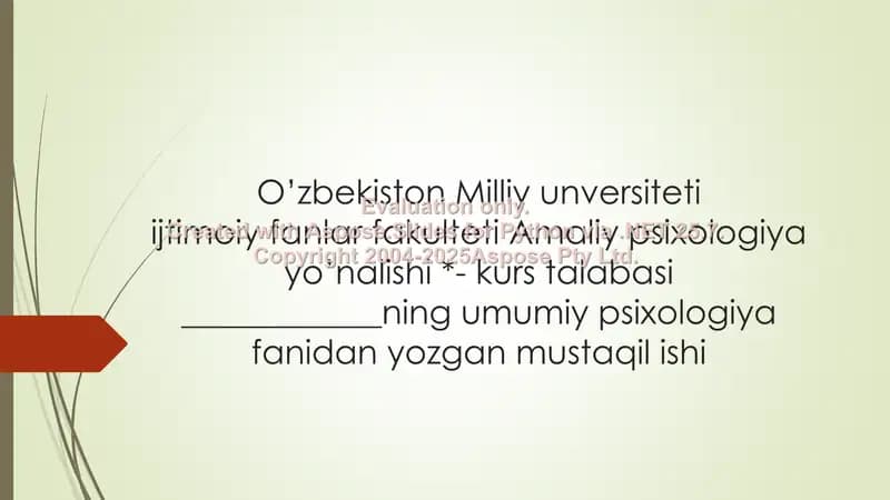 Psixologiyada ustanovka tushunchasi