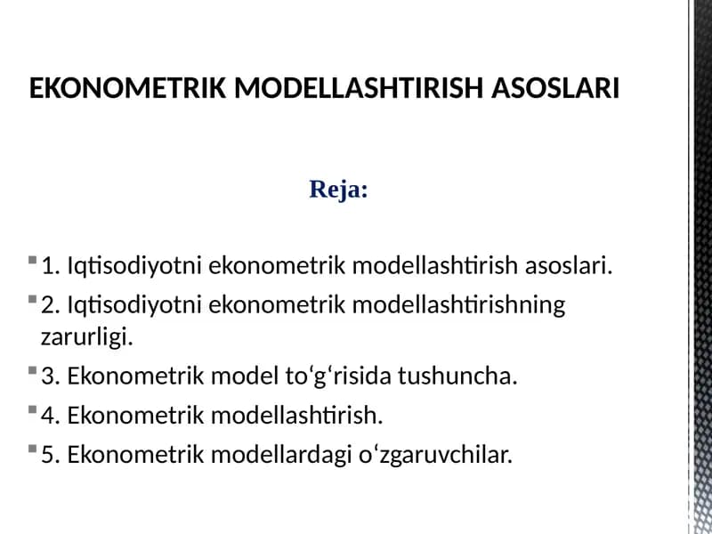 Ekonometrik Modellashtirishasoslari