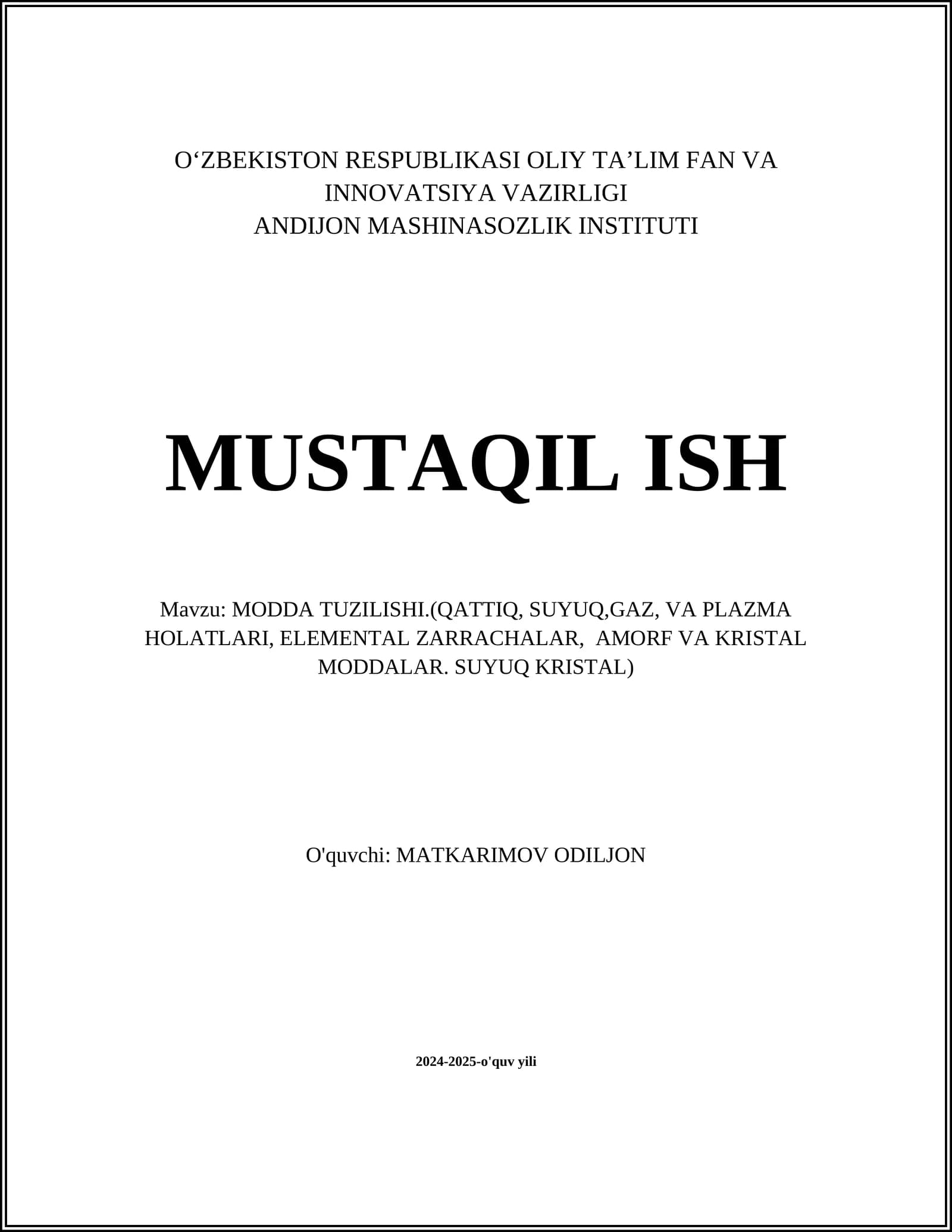 MODDA TUZILISHI