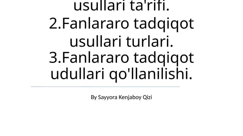 Fanlararo tadqiqot usullari