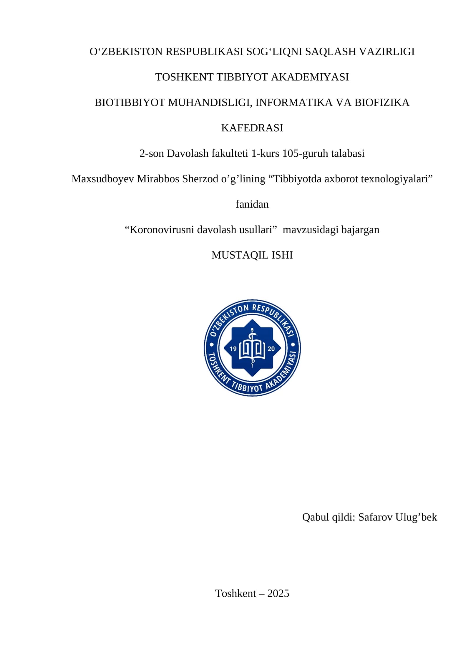 Koronovirusni davolash usullari