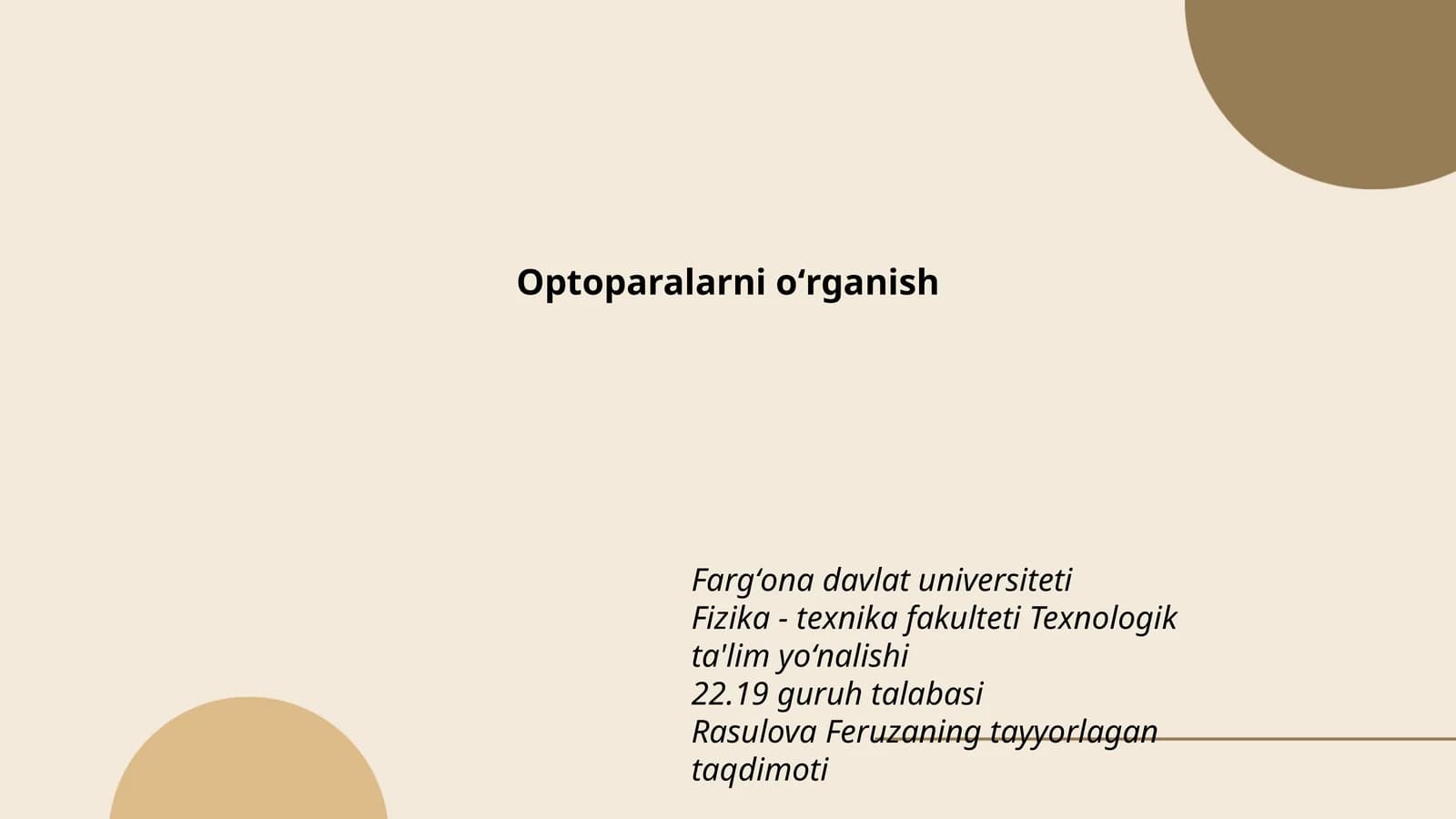 Optoparalarni oʻrganish