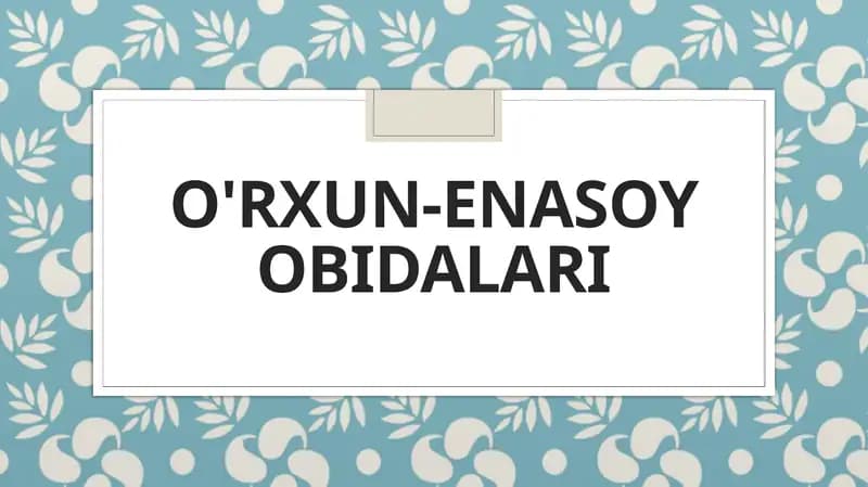 O'RXUN-ENASOY OBIDALARI