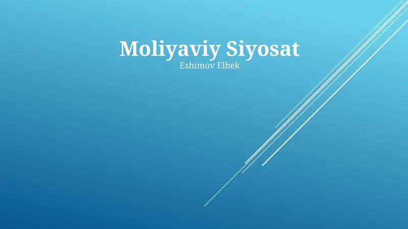 Moliyaviy Siyosat