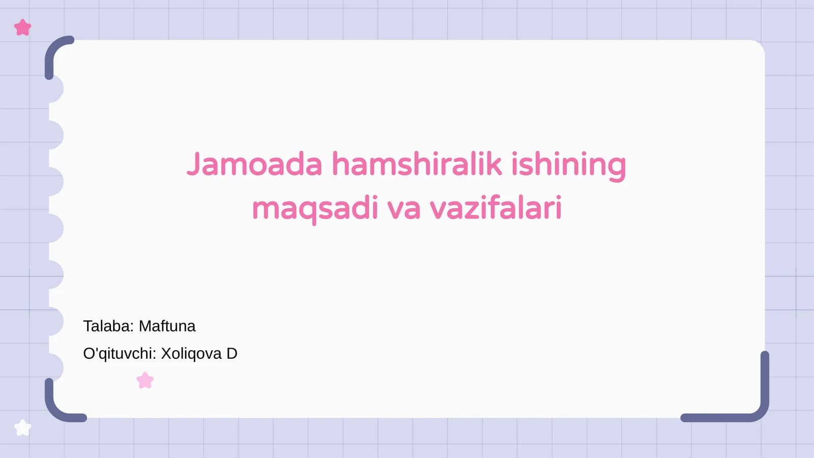 Jamoada hamshiralik ishining maqsadi va vazifalari