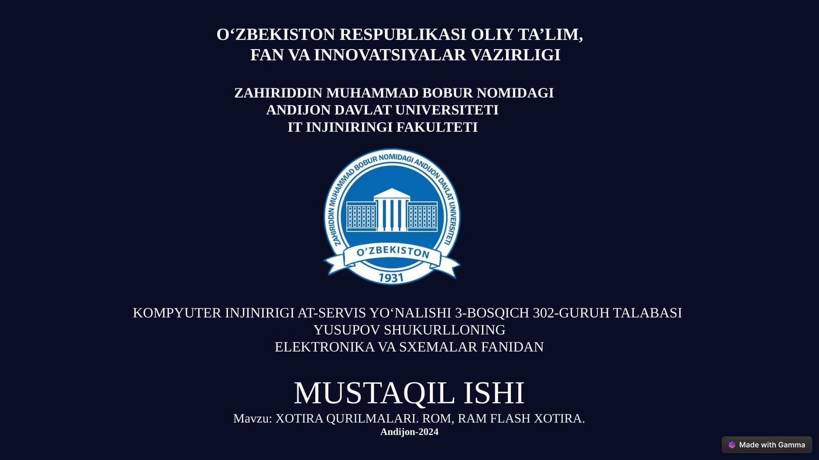 XOTIRA QURILMALARI.ROM, RAM FLASH XOTIRA