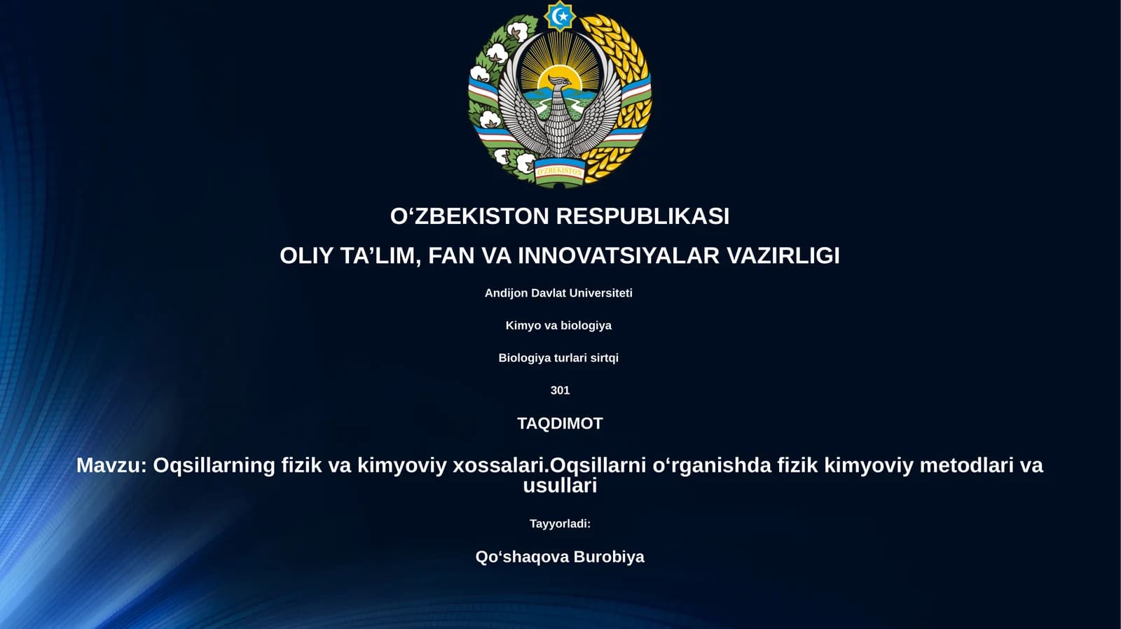 Oqsillarning fizik va kimyoviy xossalari