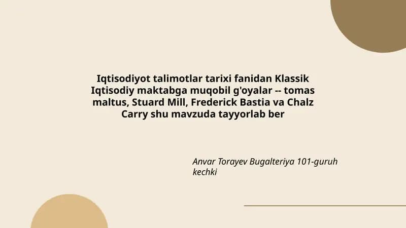 Iqtisodiyot talimotlar tarixi