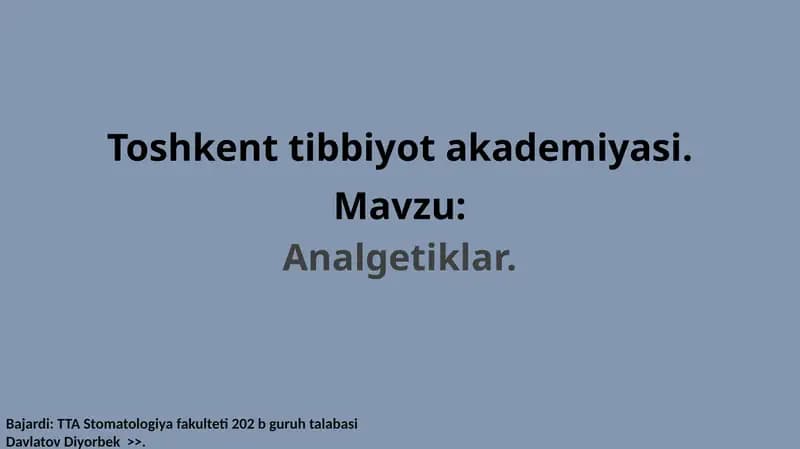 Analgetiklar