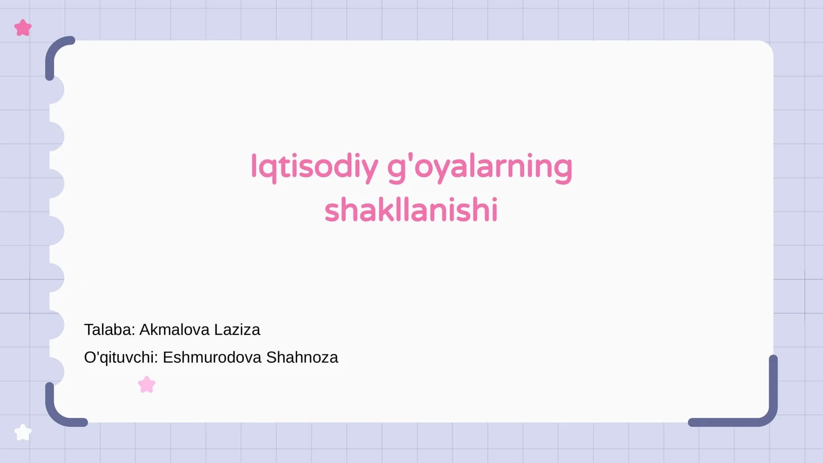 Iqtisodiy g'oyalarning shakllanishi