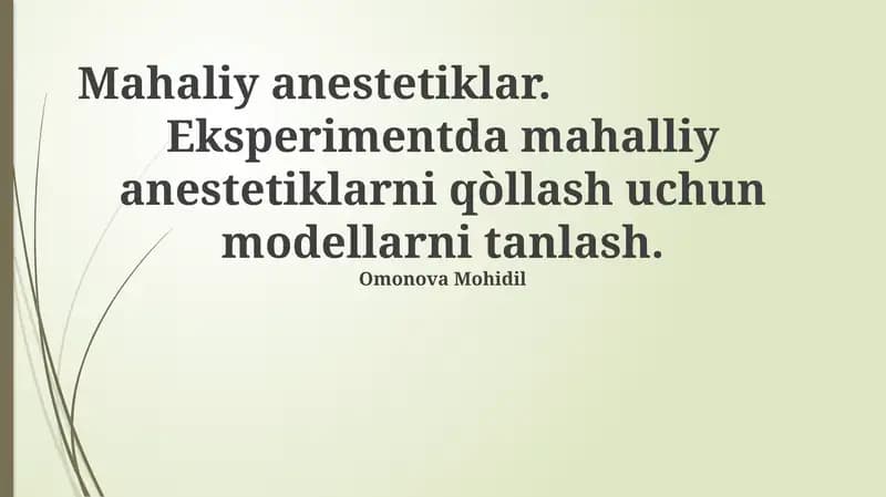 Mahalliy anestetiklar