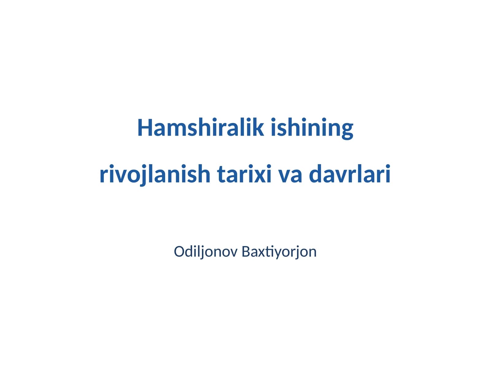 Qadimgi Davrda Hamshiralik
