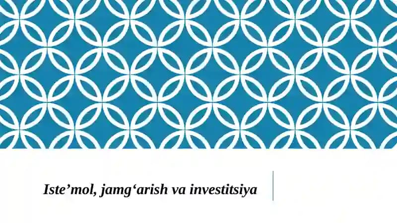 Iste’mol, jamg‘arish va investitsiya