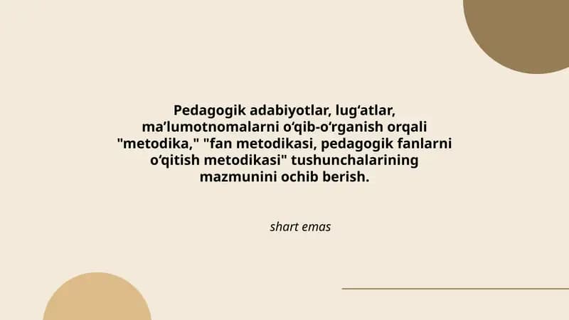 Pedagogik adabiyotlar va metodikasi