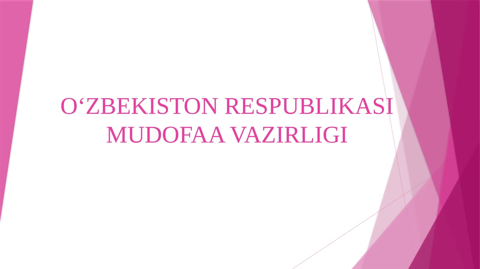 O'zbekiston respublikasi mudofa vazirligi