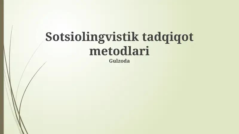 Sotsiolingvistik tadqiqot metodlari