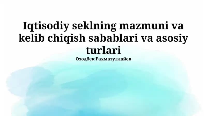 Zamonaviy iqtisodiy tizimlar