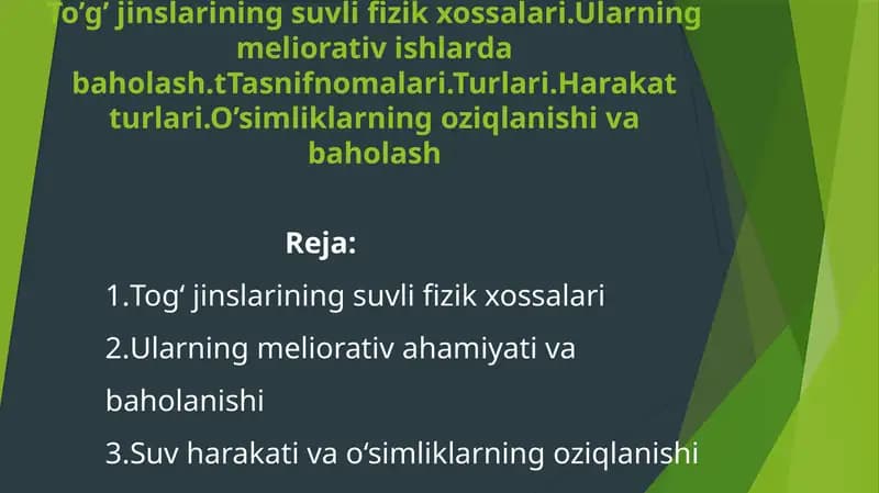 Tog‘jinslarining suvli fizik xossalari
