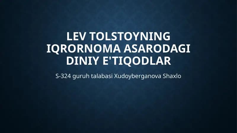 Lev Tolstoy Iqrornoma asari