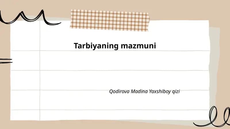 Tarbiyaning mazmuni