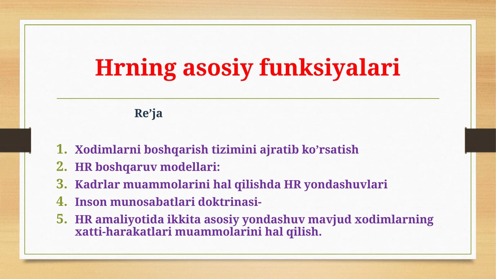 HR boshqaruv modellari