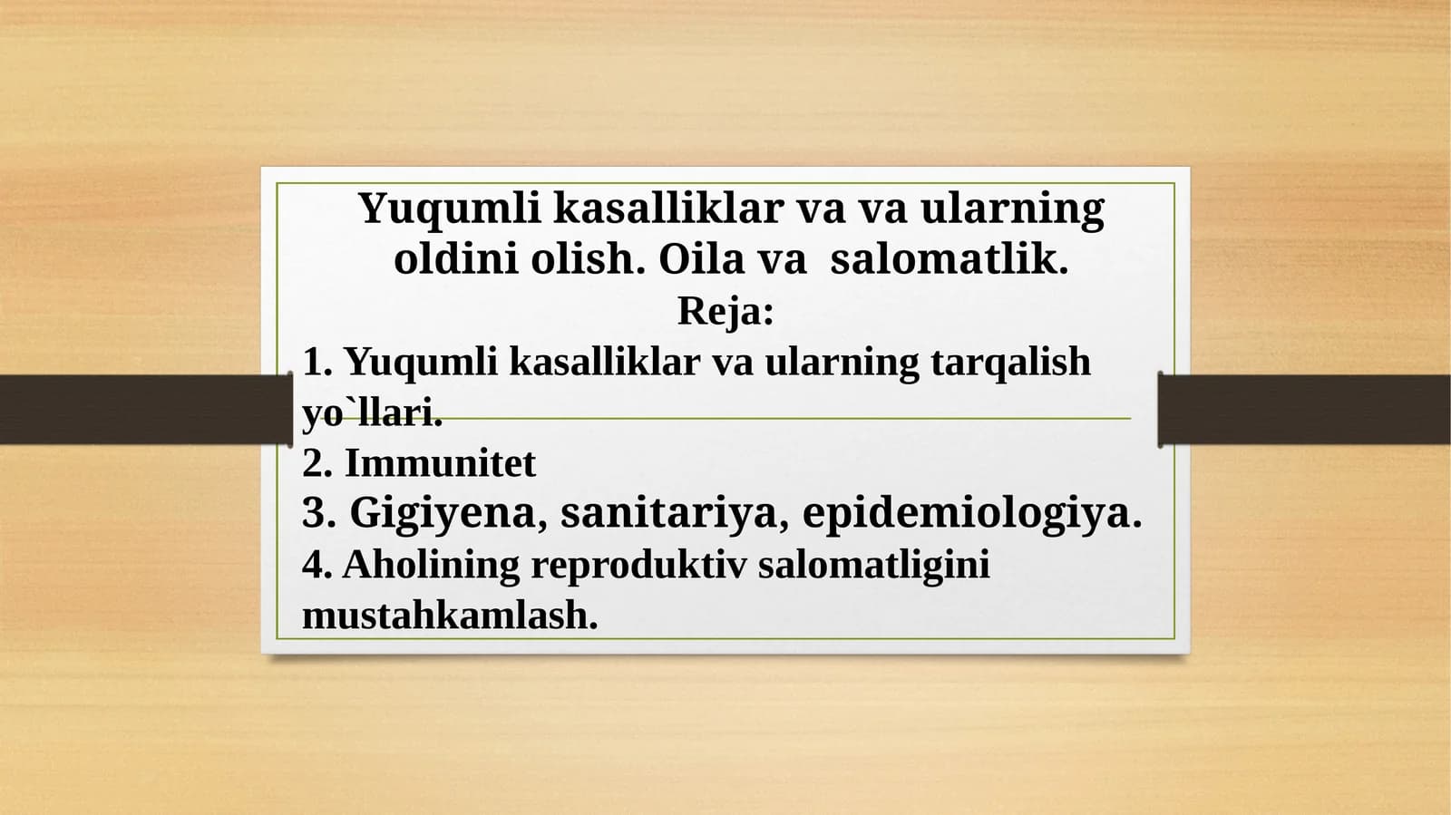 Yuqumlikasalliklar va vaularning oldini olish