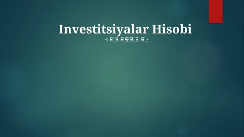 Investitsiyalar Hisobi