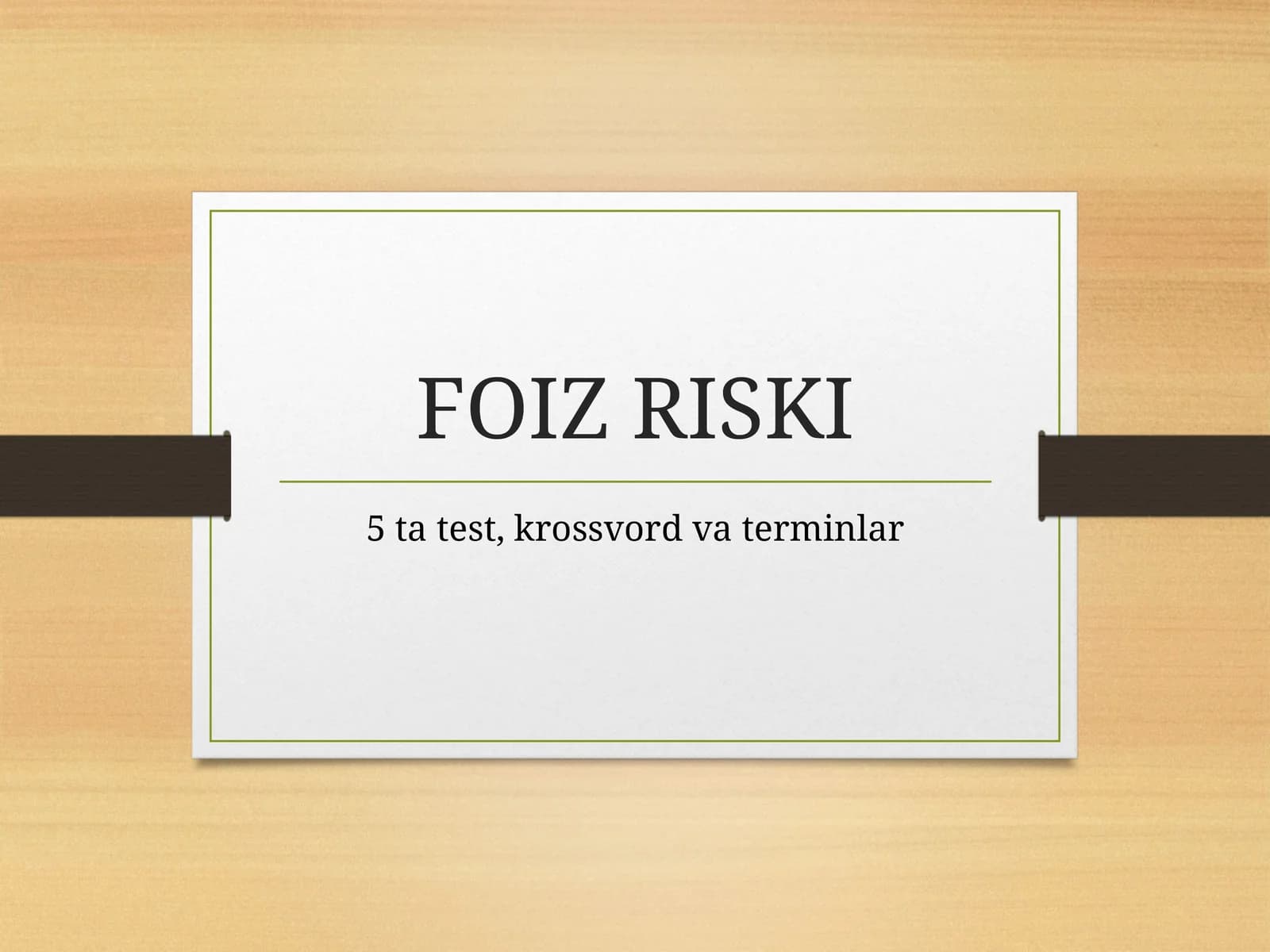 Foiz riski  termin test krasword