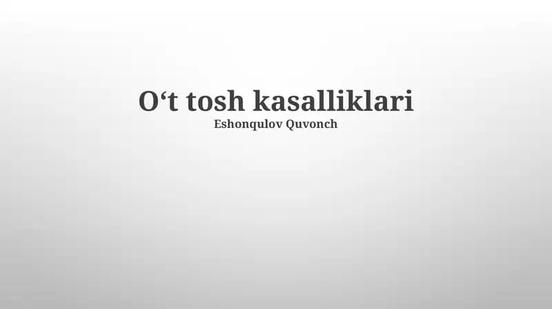 Oʻt tosh kasalliklari