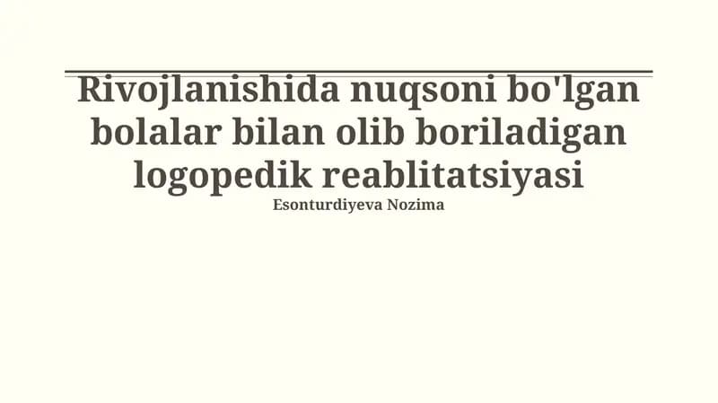 Nutq terapiyasi reabilitatsiyasi