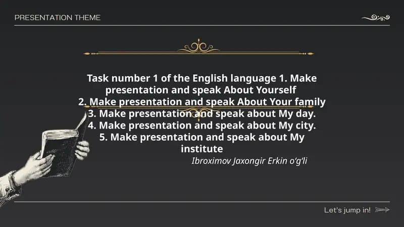 Task number 1 of the English language