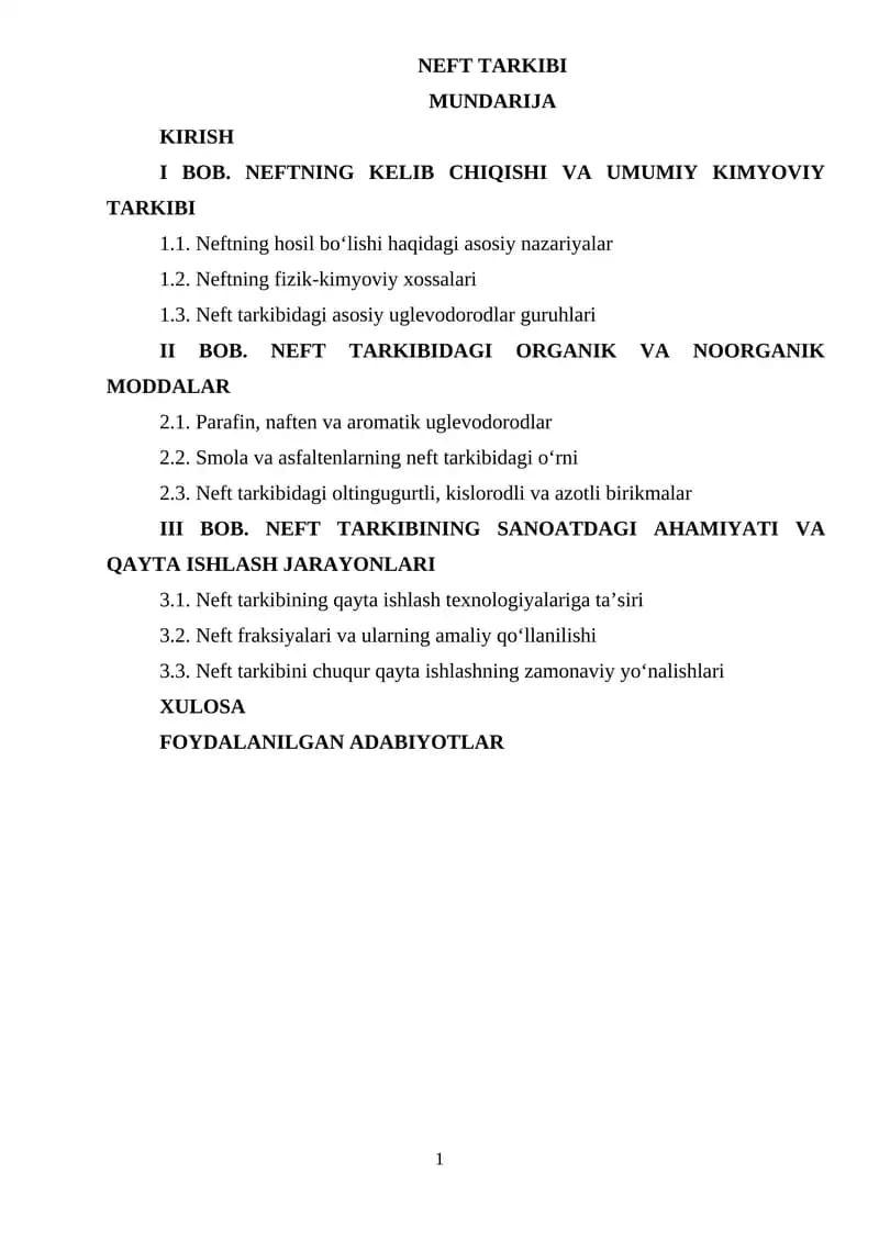 NEFT TARKIBI