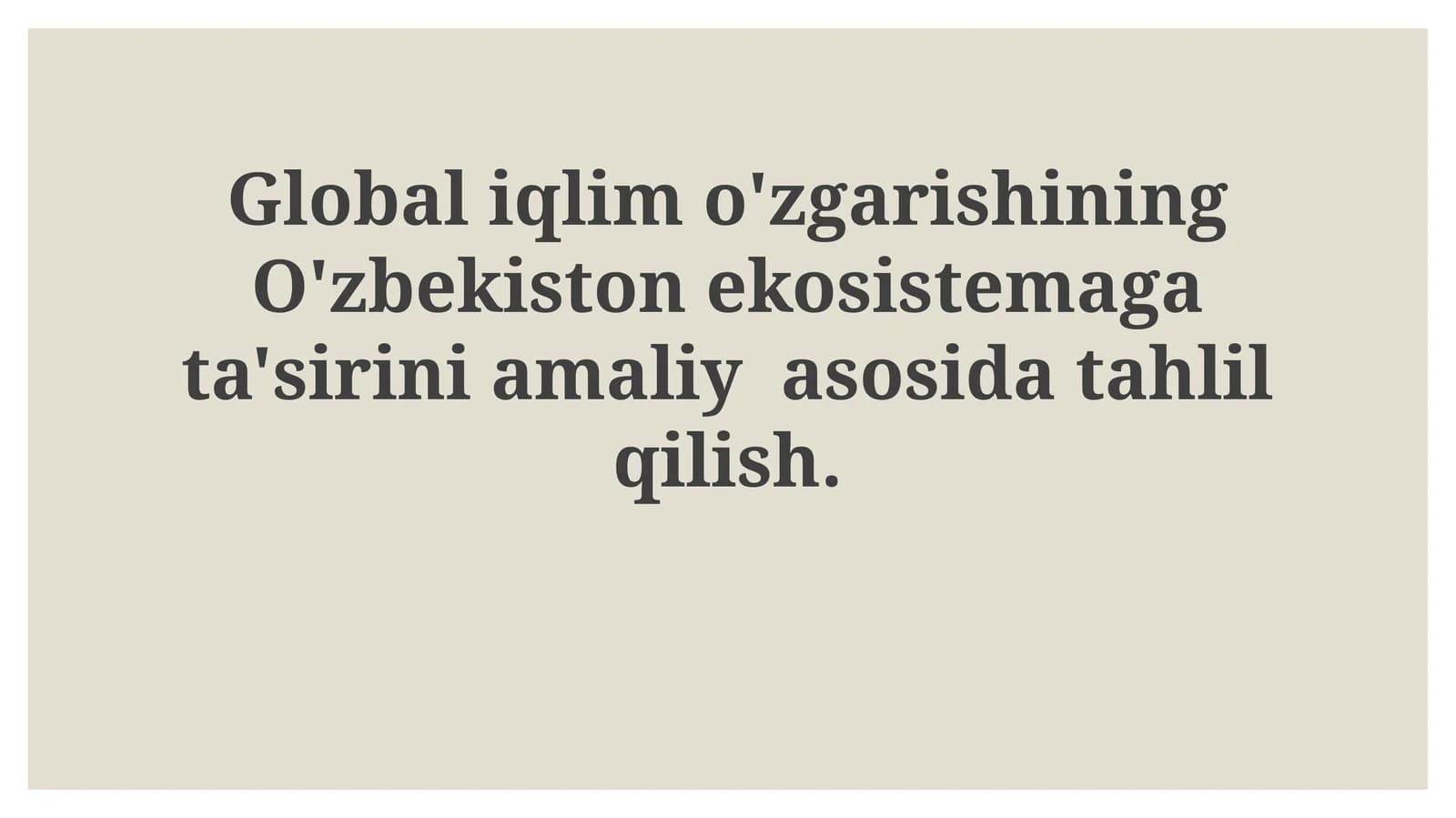 O'zbekistonda Iqlim O'zgarishi