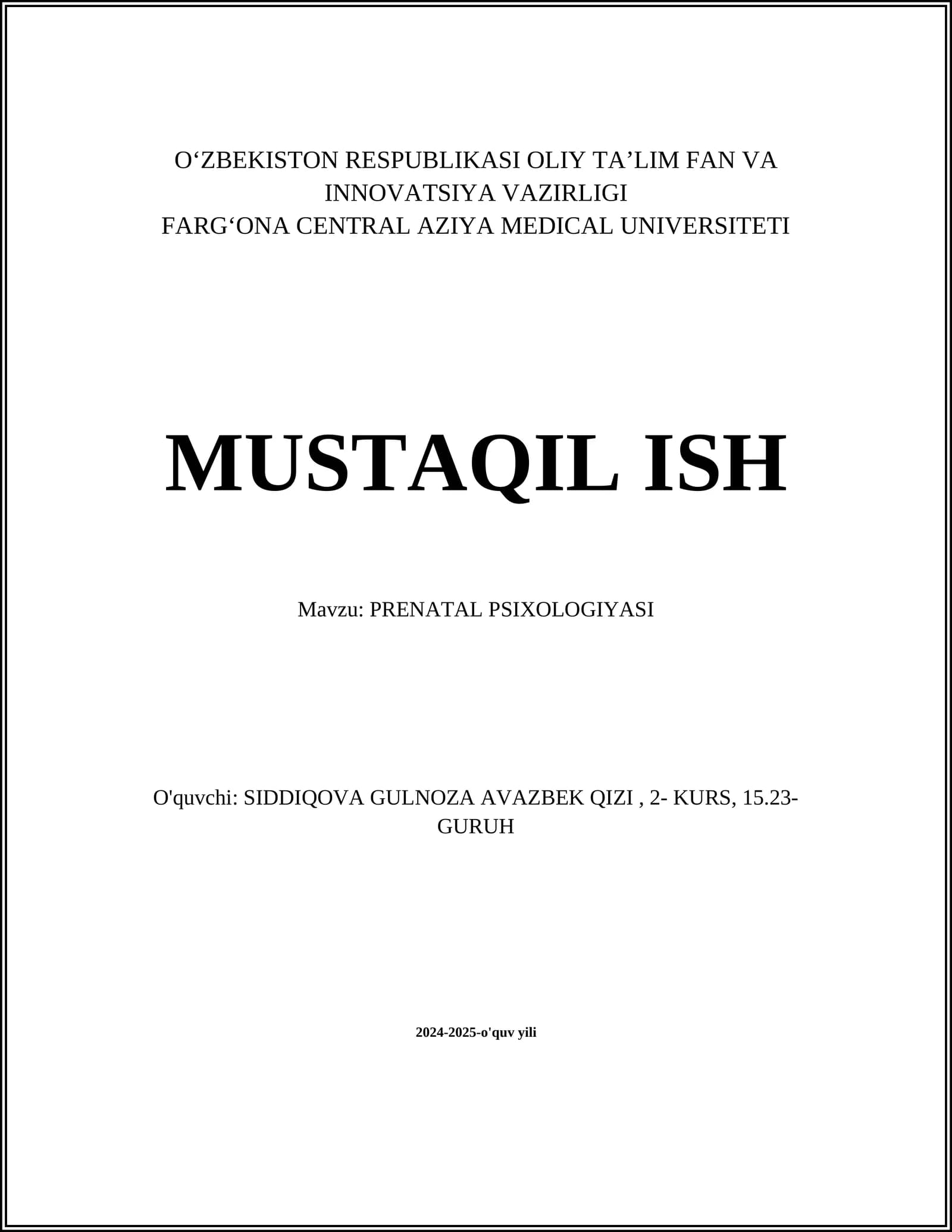 PRENATAL PSIXOLOGIYASI