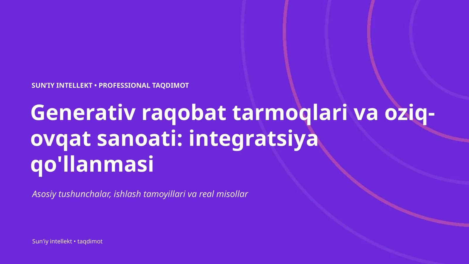 Generativ raqobat tarmoqlari va oziq-ovqat sanoati: integratsiya qo'llanmasi