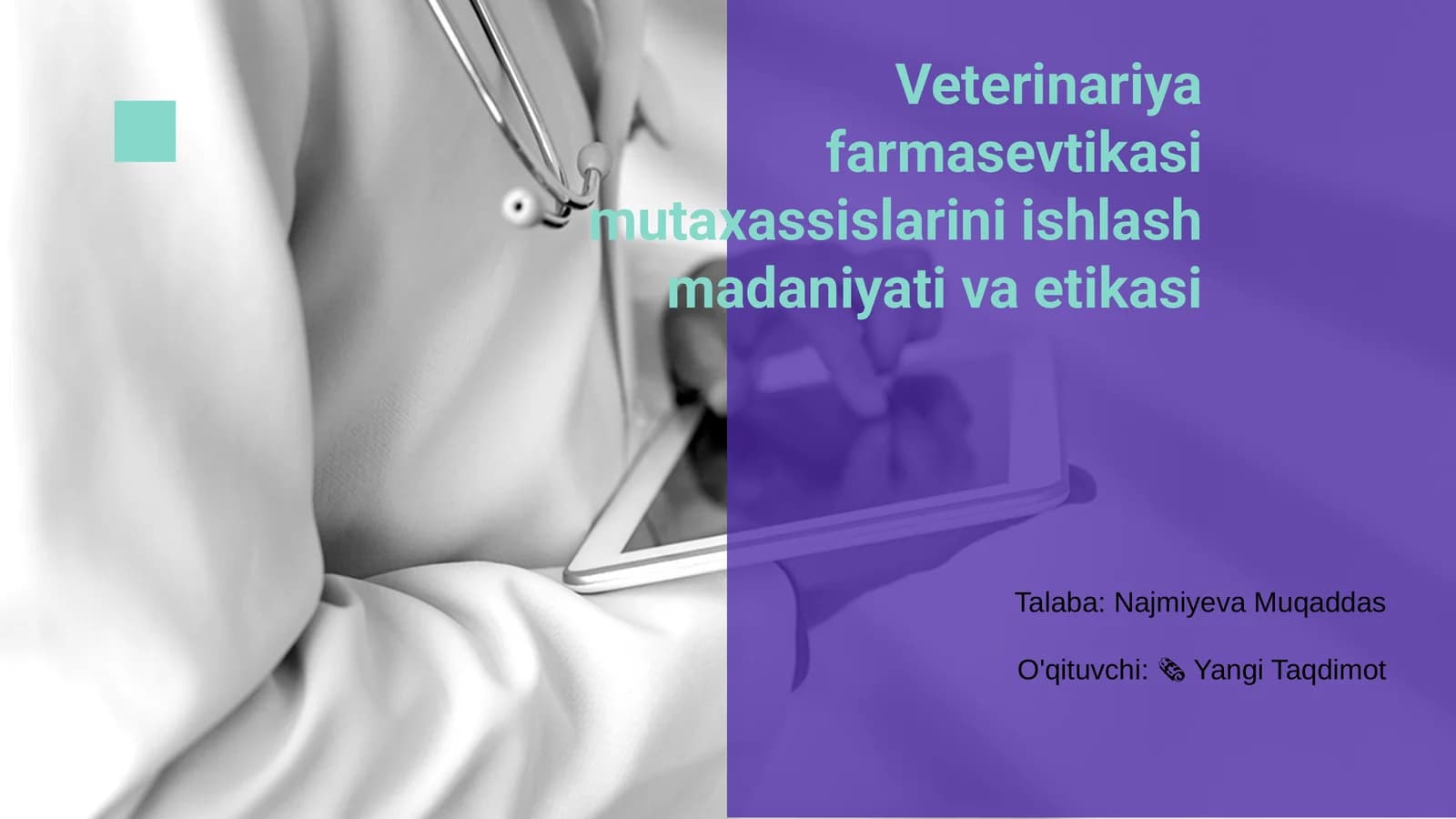 Veterinariya farmasevtikasi mutaxassislarini ishlash madaniyati va etikasi
