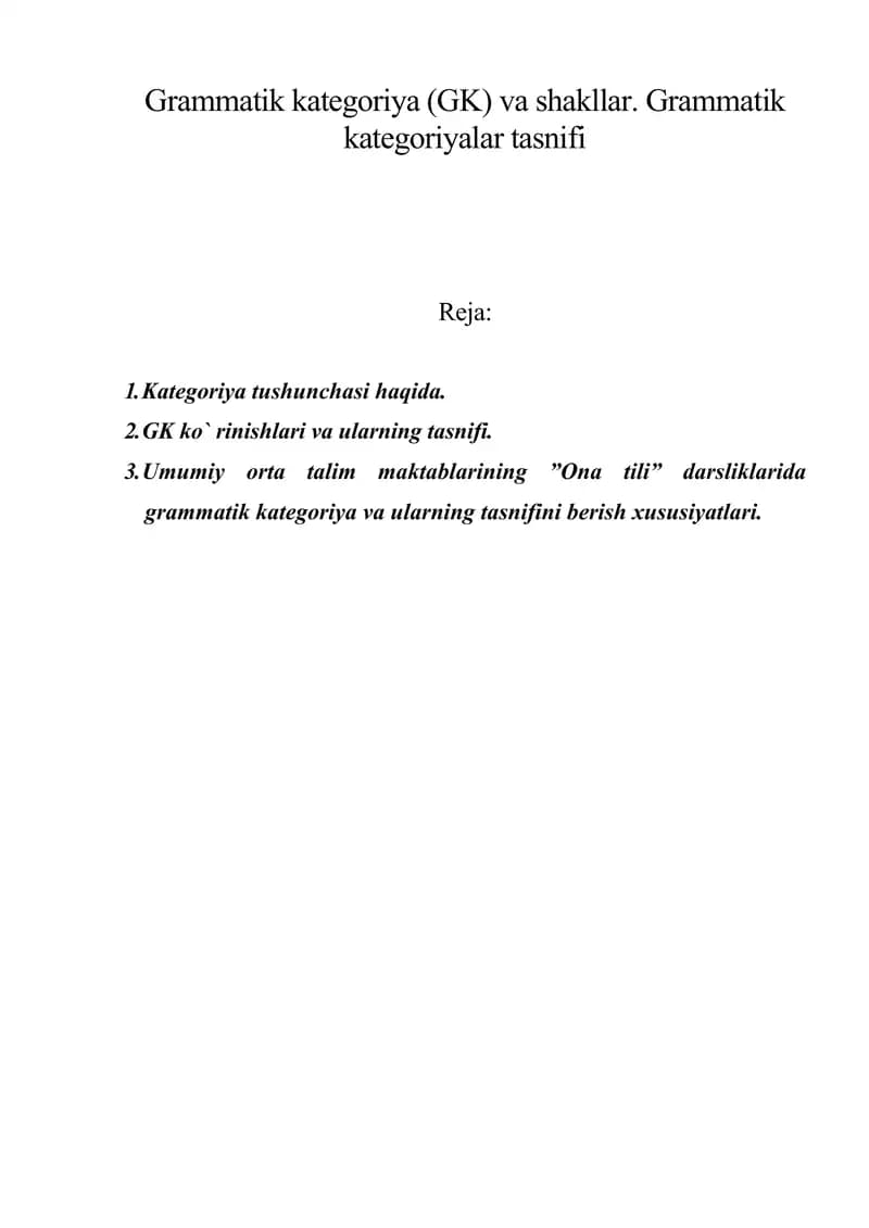 Grammatik kategoriya va shakllar