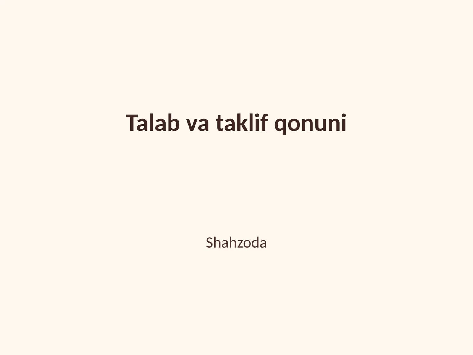 Talab va taklif qonuni
