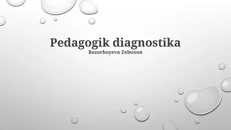 Pedagogik Diagnostika