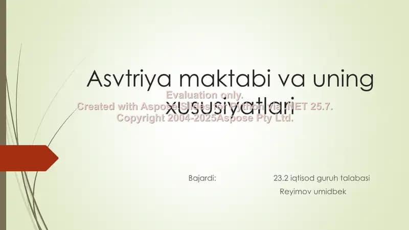 Avstriya maktabi va uning xususiyatlari