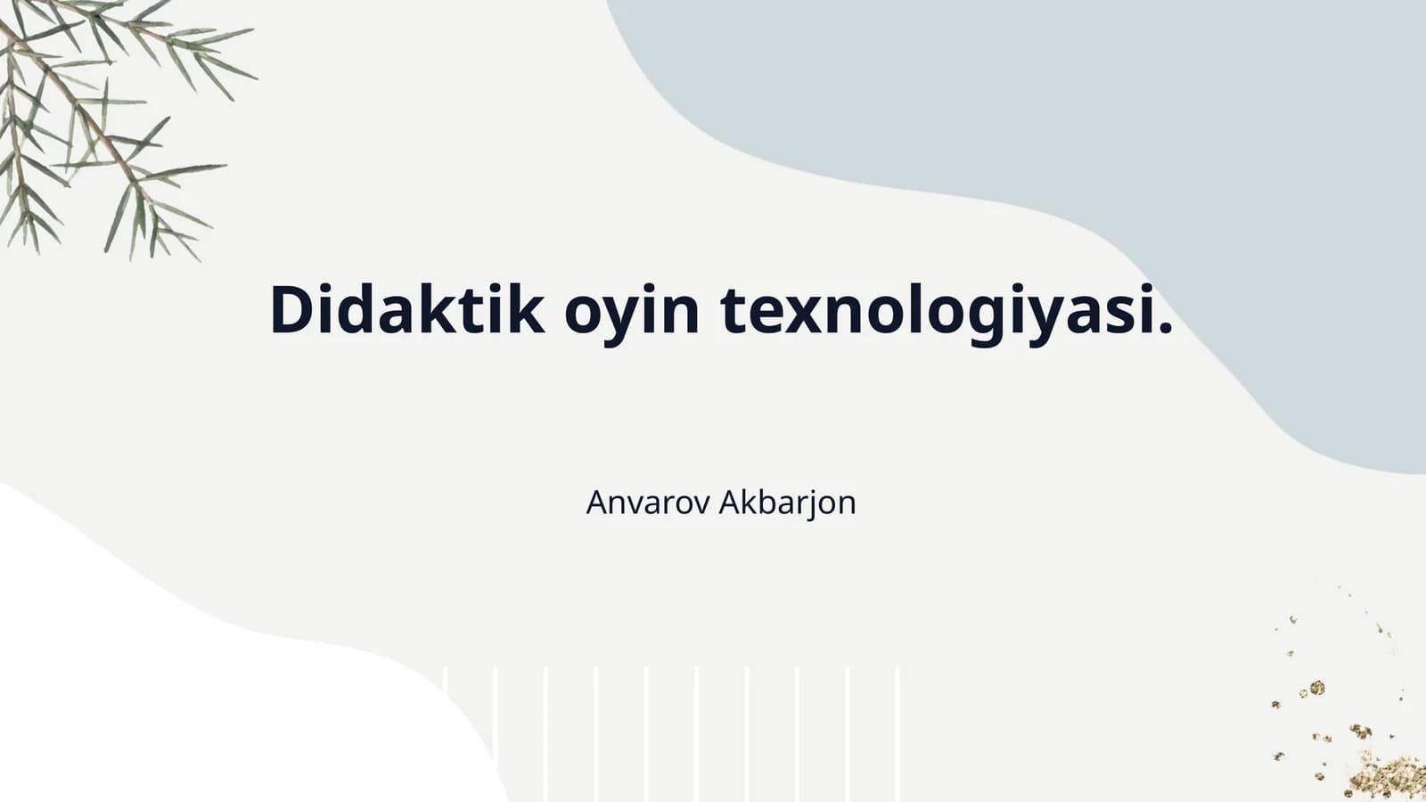 Didaktik oyin texnologiyasi.
