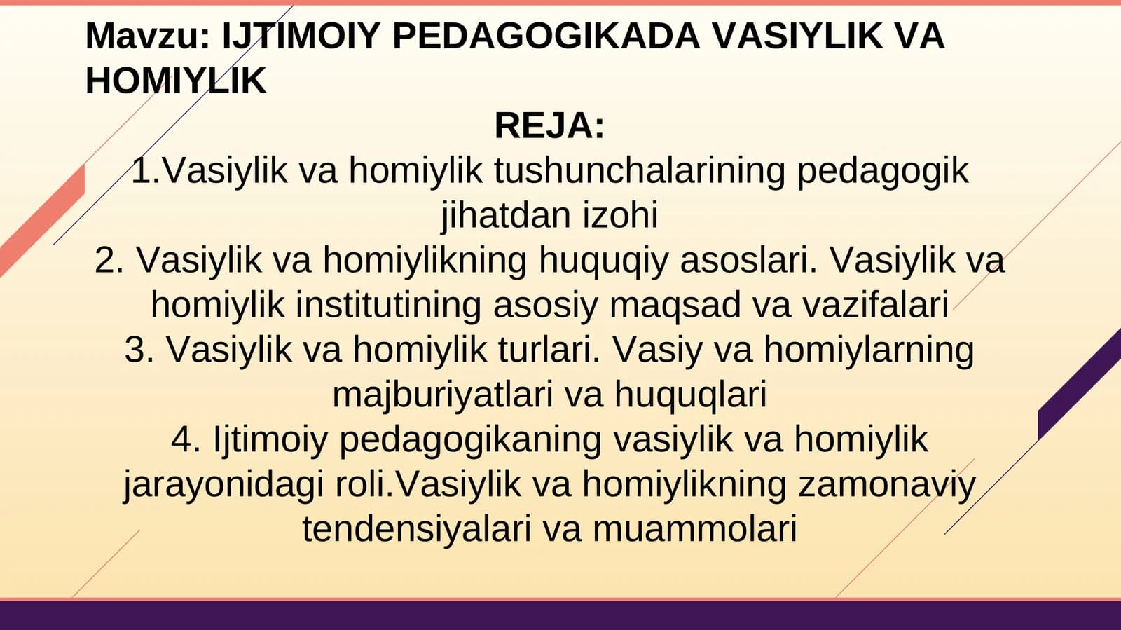 IJTIMOIY PEDAGOGIKADA VASIYLIK VA HOMIYLIK