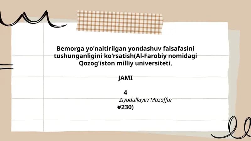 Bemorga yo'naltirilgan yondashuv falsafasi