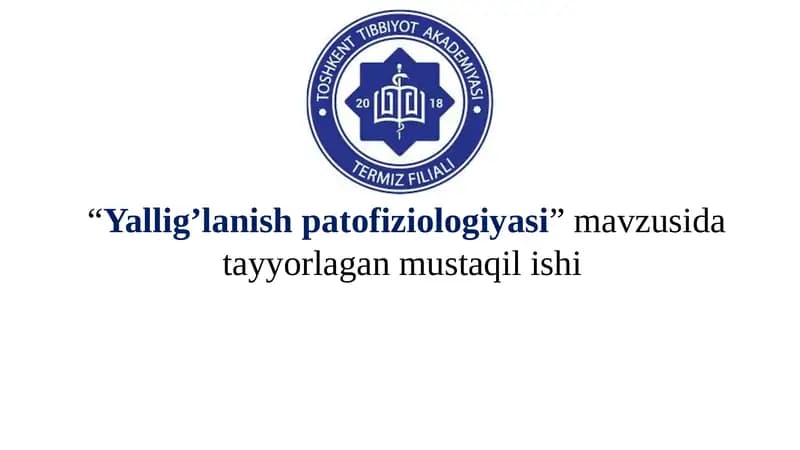 Yallig’lanish patofiziologiyasi