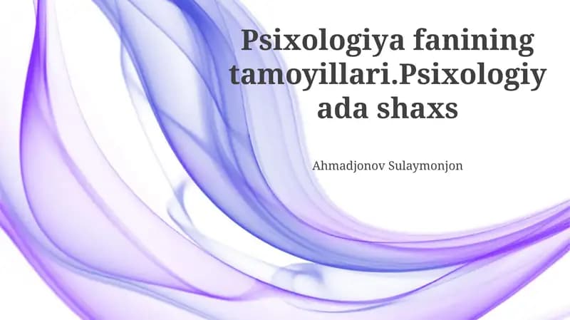 Psixologiya fanining tamoyillari