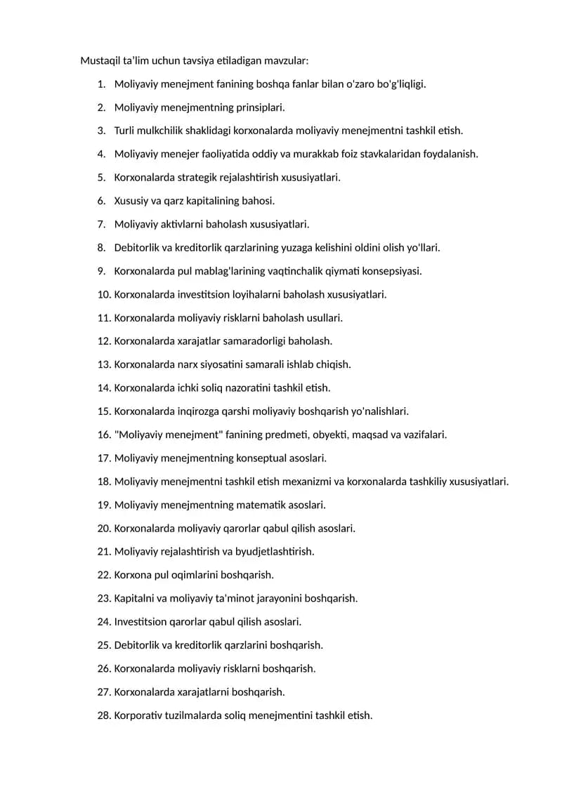 Moliyaviy Menejment