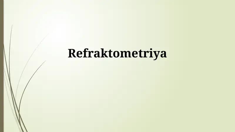 Refraktometriya