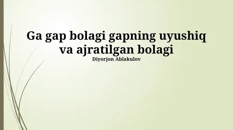 Ajratilgan So'z Turkumlarining Turlari