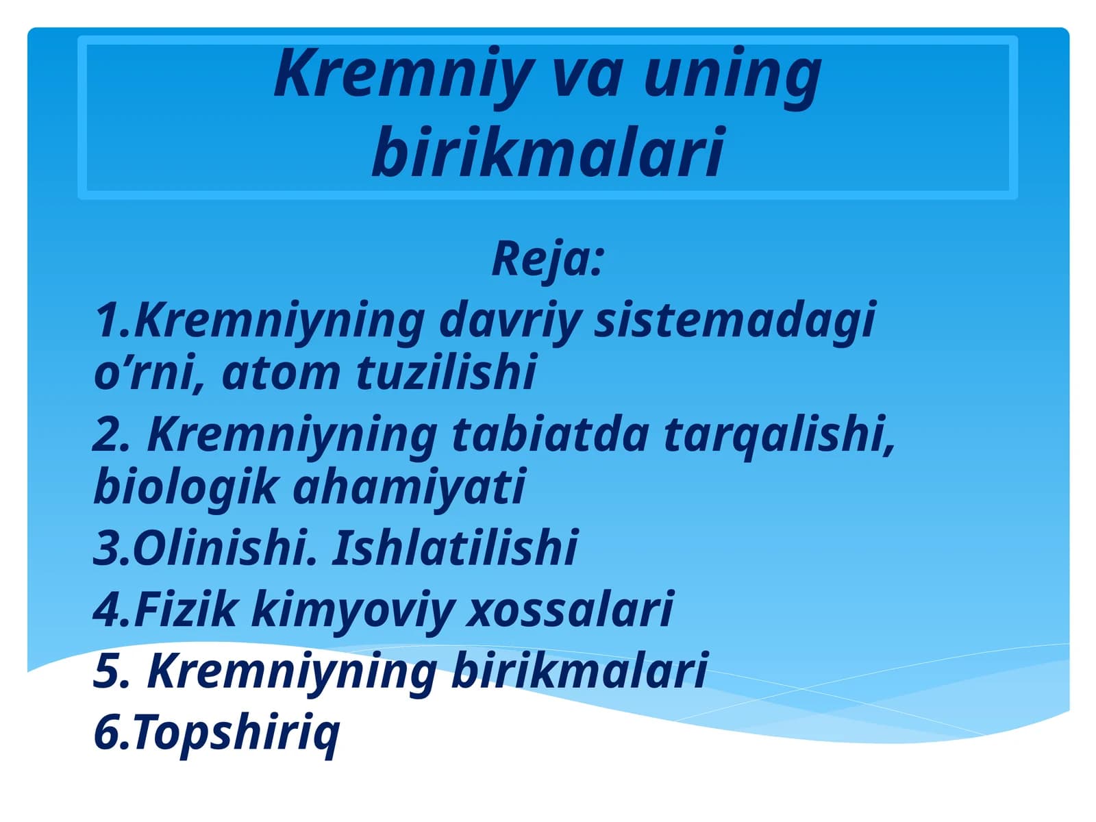 Kremniy va uning birikmalari