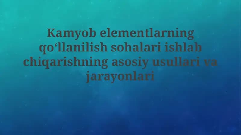 Nodir yer elementlarining qo'llanilish sohalari
